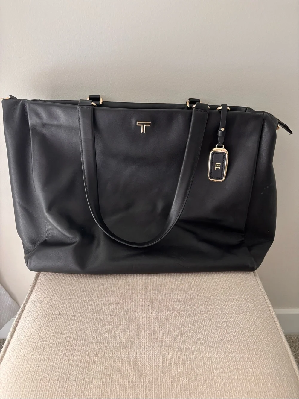 TUMI Voyageur Vail Black Leather Crossbody Bag with Gunmetal
